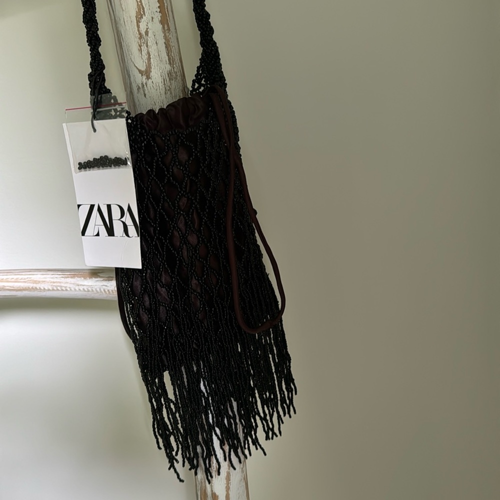 Zara beaded bag black beads